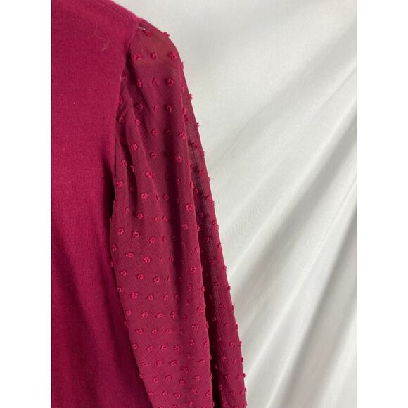 CeCe Burgundy Swiss Dot Sleeve Sweater Size Medium - Picture 4 of 6